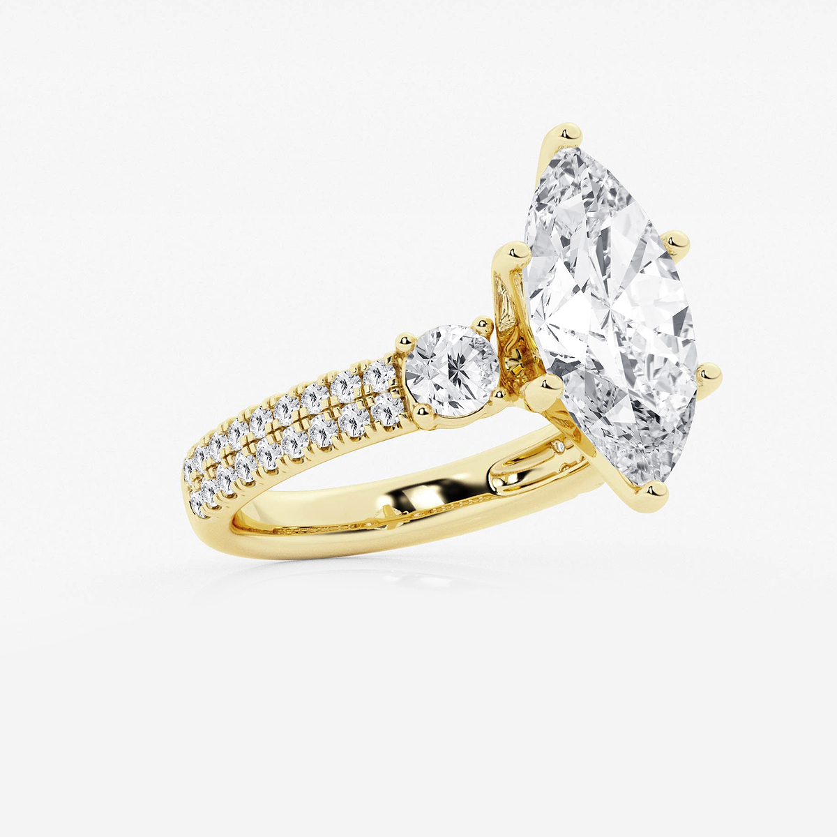 Additional Image 1 for  5 ctw Marquise Lab Grown Diamond Engagement Ring with Double Row Side Accents