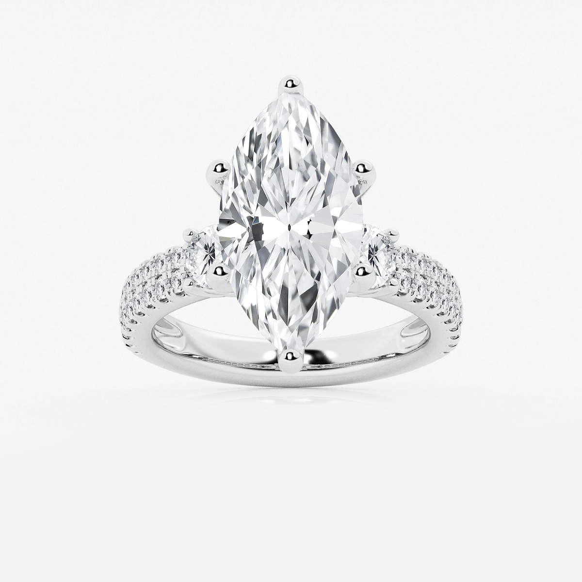 6 ctw Marquise Lab Grown Diamond Engagement Ring with Double Row Side Accents