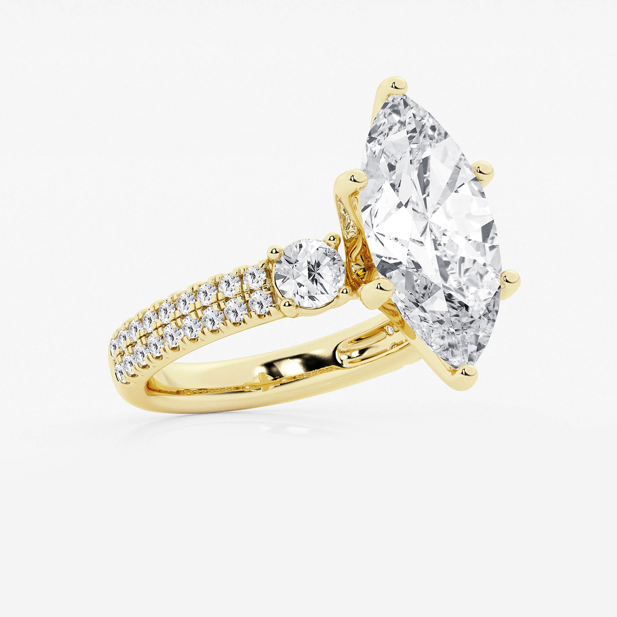 Additional Image 1 for  6 ctw Marquise Lab Grown Diamond Engagement Ring with Double Row Side Accents