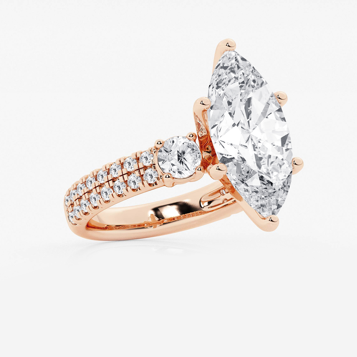 Additional Image 1 for  7 ctw Marquise Lab Grown Diamond Engagement Ring with Double Row Side Accents