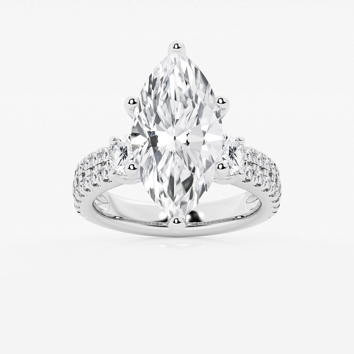 7 ctw Marquise Lab Grown Diamond Engagement Ring with Double Row Side Accents