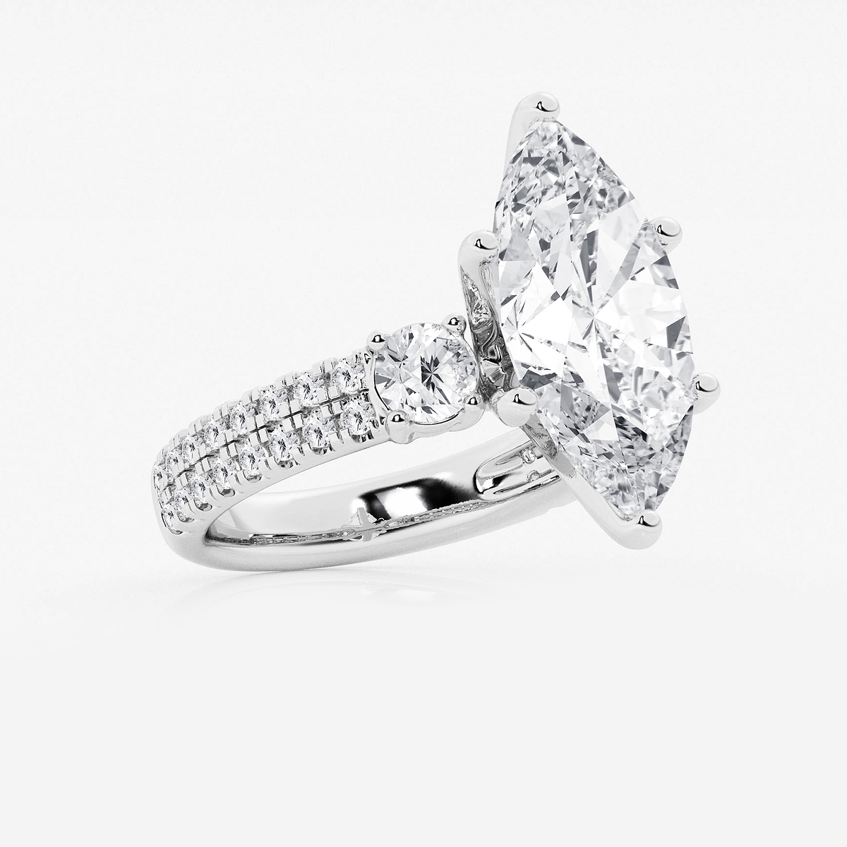 Additional Image 1 for  7 ctw Marquise Lab Grown Diamond Engagement Ring with Double Row Side Accents
