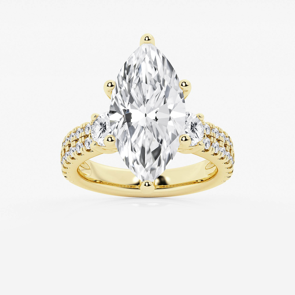 7 ctw Marquise Lab Grown Diamond Engagement Ring with Double Row Side Accents