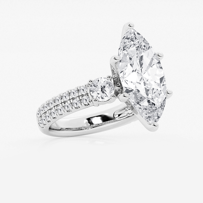 Marbella - 7 ctw Marquise Lab Grown Diamond Engagement Ring with Double Row Side Accents