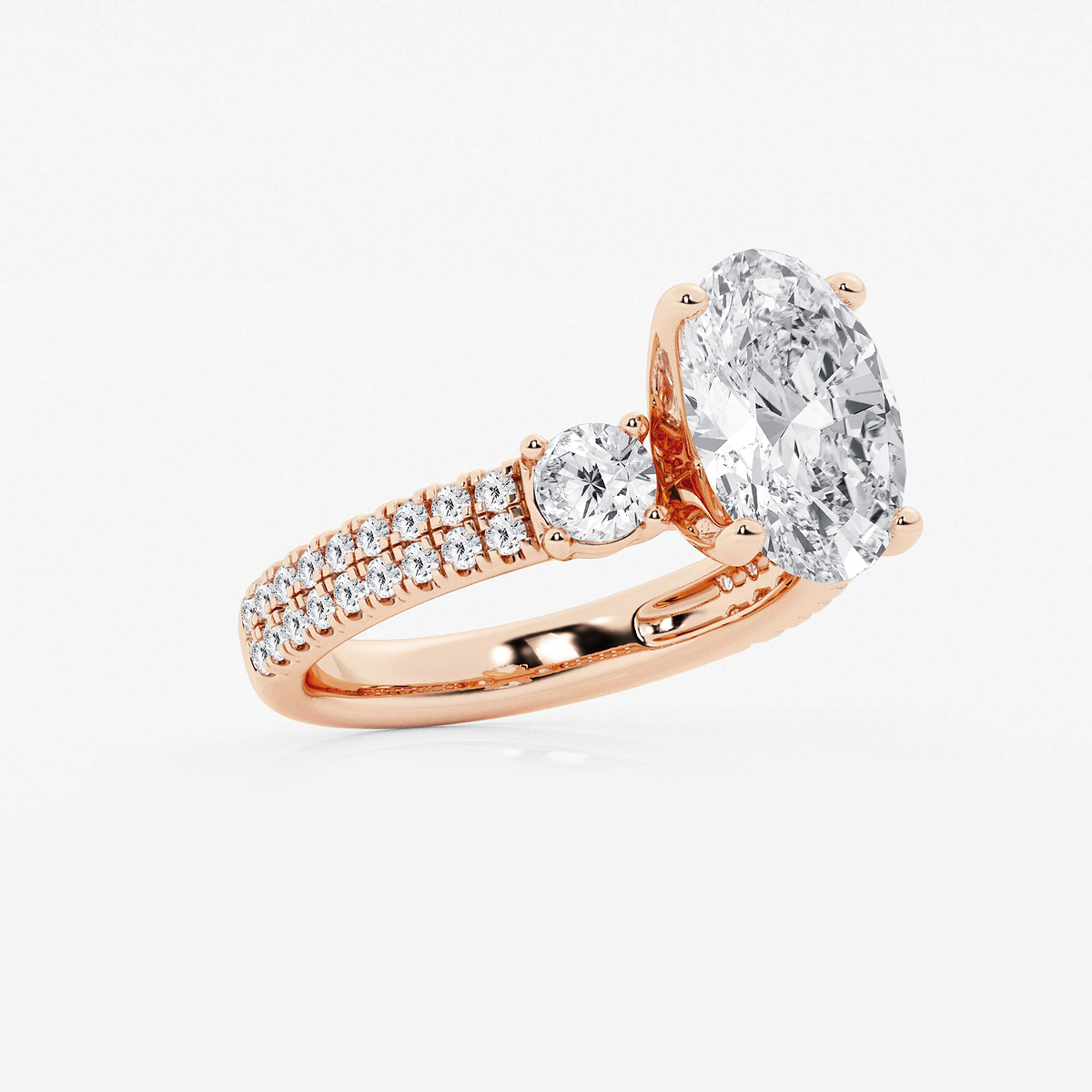 Additional Image 1 for  4 1/2 ctw Oval Lab Grown Diamond Engagement Ring with Double Row Side Accents