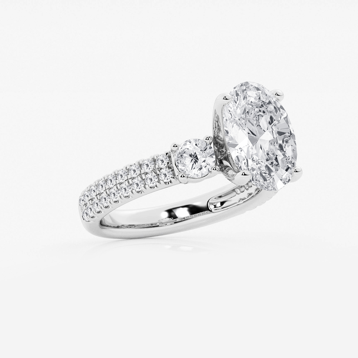 Additional Image 1 for  4 1/2 ctw Oval Lab Grown Diamond Engagement Ring with Double Row Side Accents