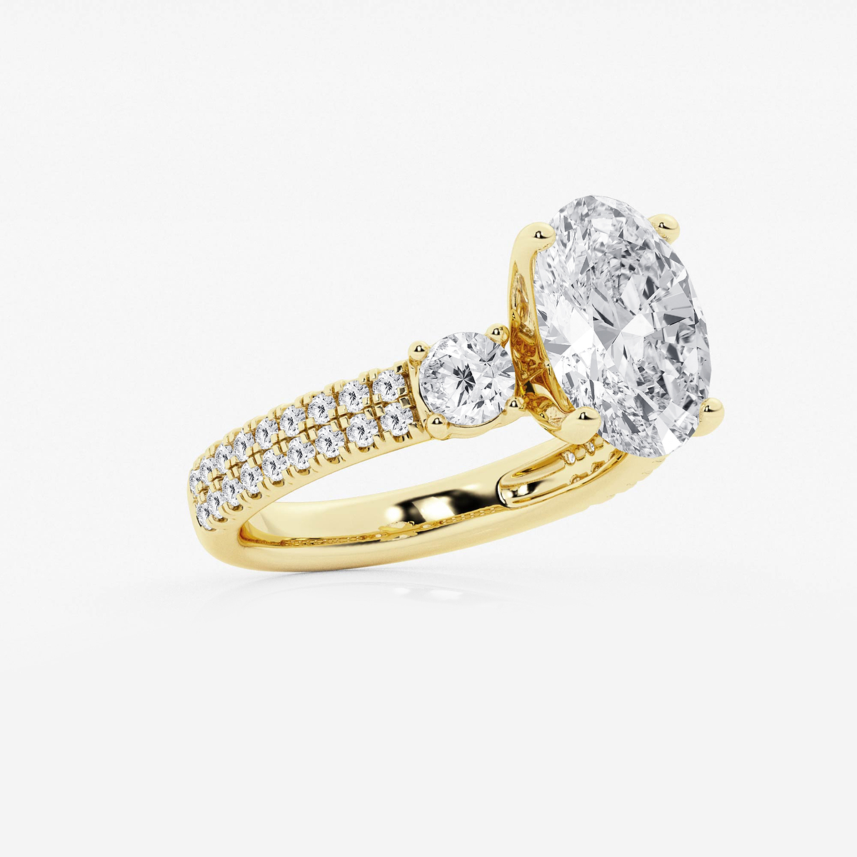 Additional Image 1 for  4 1/2 ctw Oval Lab Grown Diamond Engagement Ring with Double Row Side Accents
