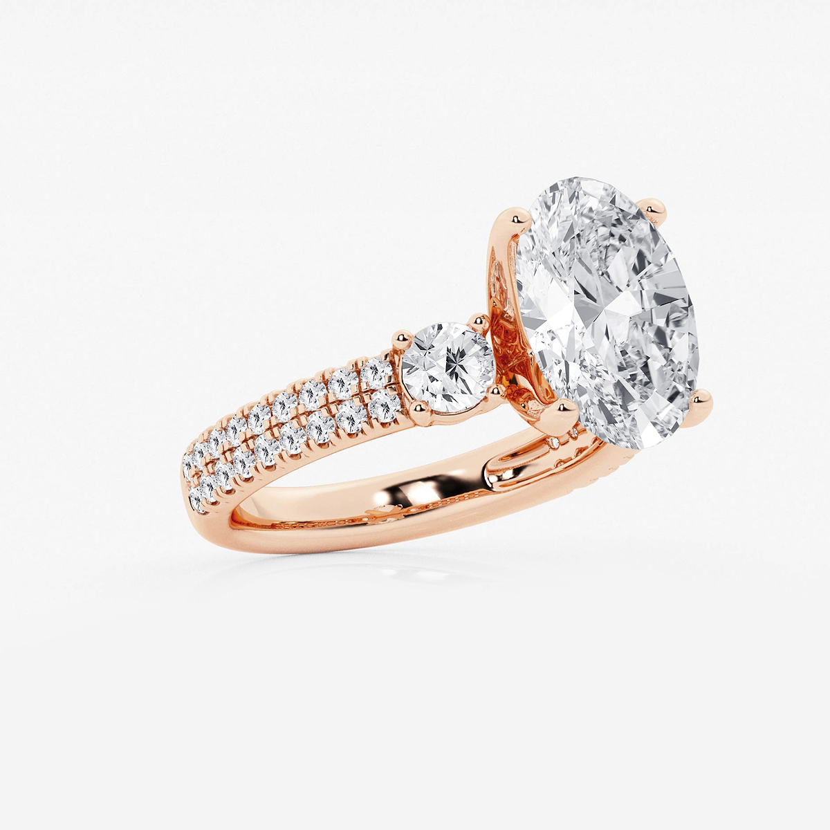 Additional Image 1 for  5 ctw Oval Lab Grown Diamond Engagement Ring with Double Row Side Accents