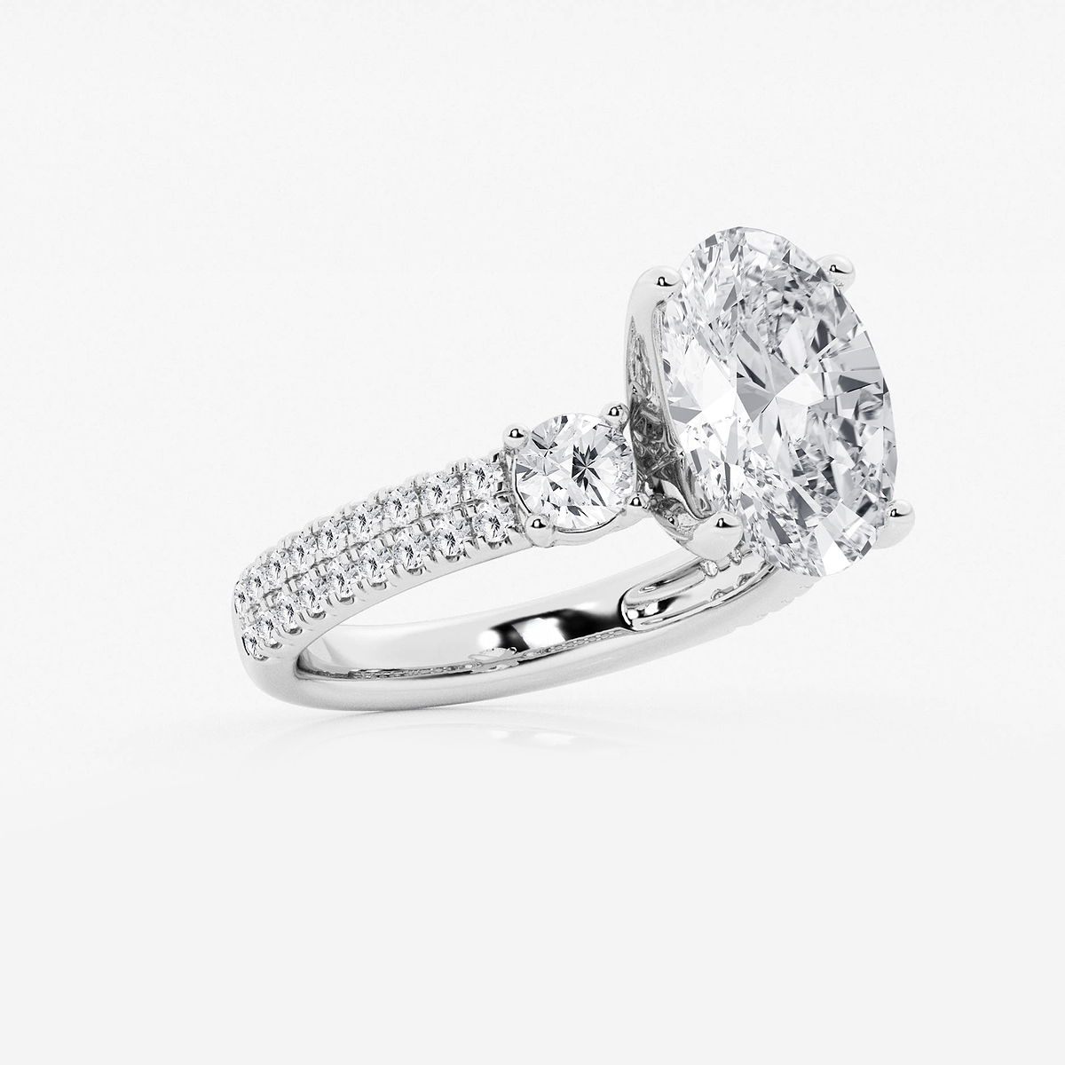 Additional Image 1 for  5 ctw Oval Lab Grown Diamond Engagement Ring with Double Row Side Accents