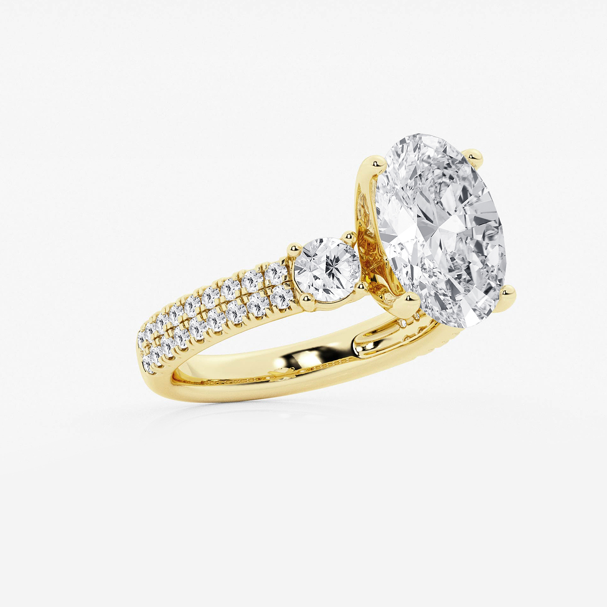 Additional Image 1 for  5 ctw Oval Lab Grown Diamond Engagement Ring with Double Row Side Accents