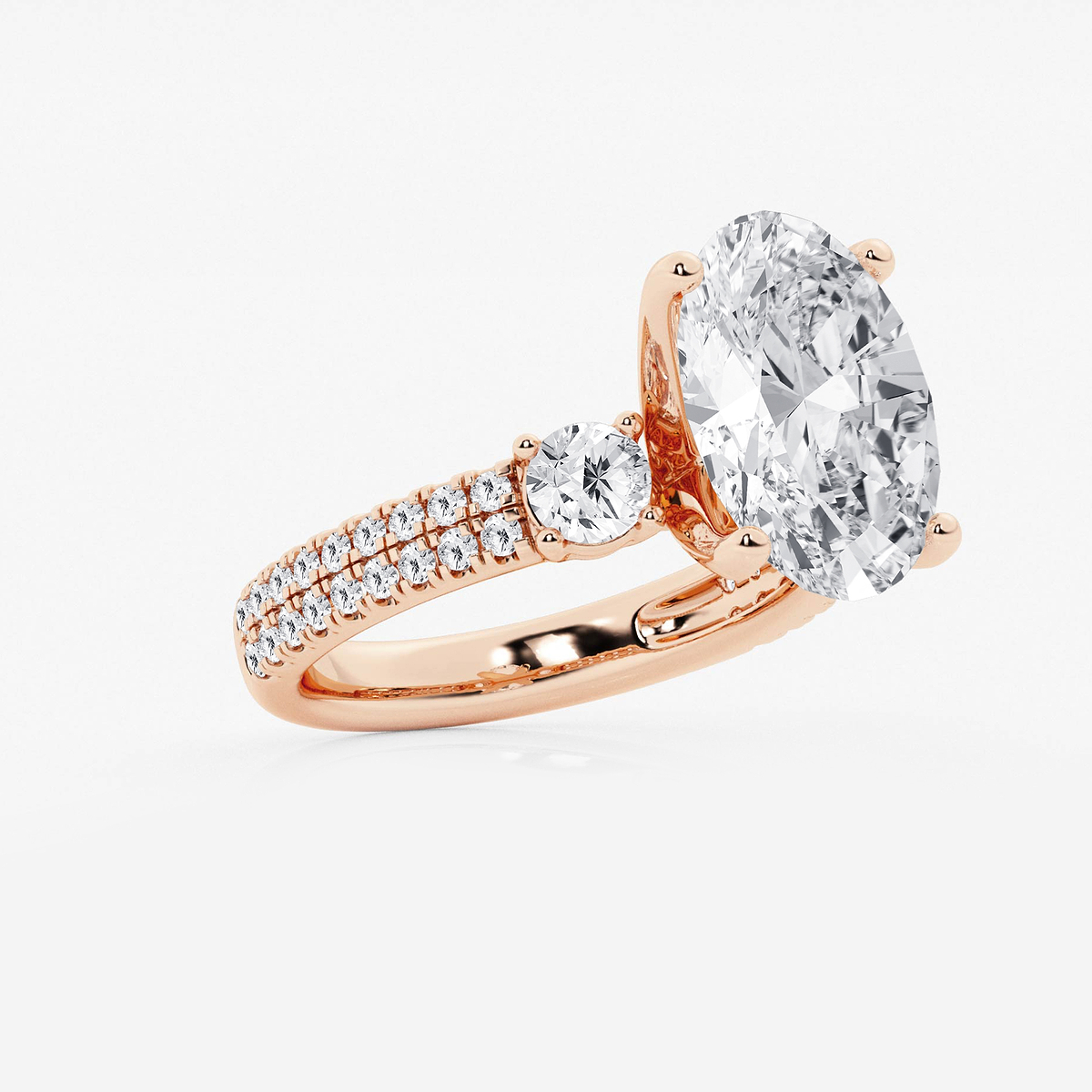 Additional Image 1 for  6 ctw Oval Lab Grown Diamond Engagement Ring with Double Row Side Accents