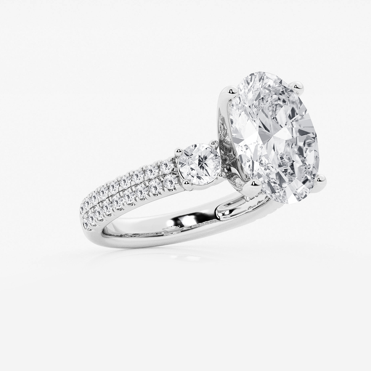 Additional Image 1 for  6 ctw Oval Lab Grown Diamond Engagement Ring with Double Row Side Accents
