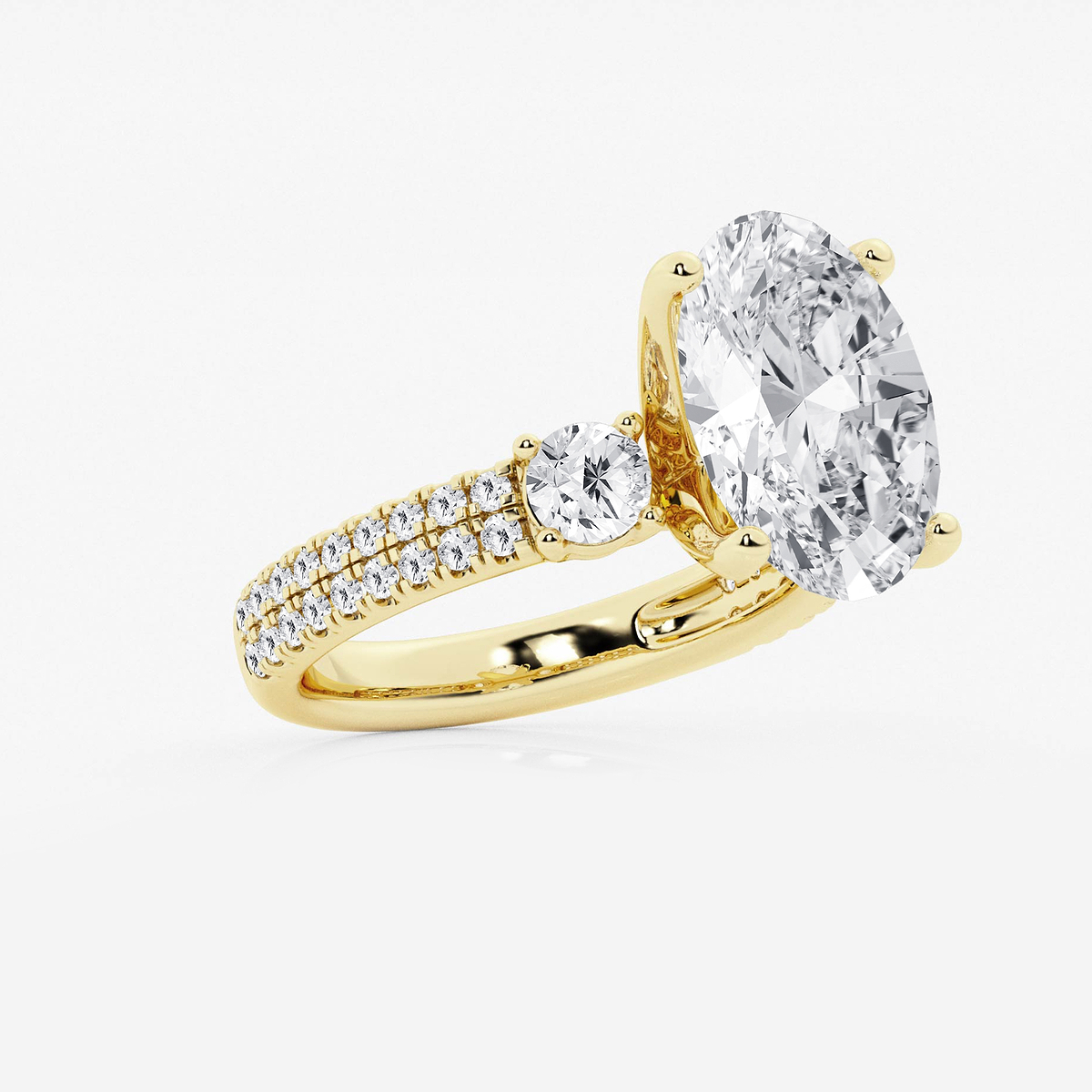 Additional Image 1 for  6 ctw Oval Lab Grown Diamond Engagement Ring with Double Row Side Accents