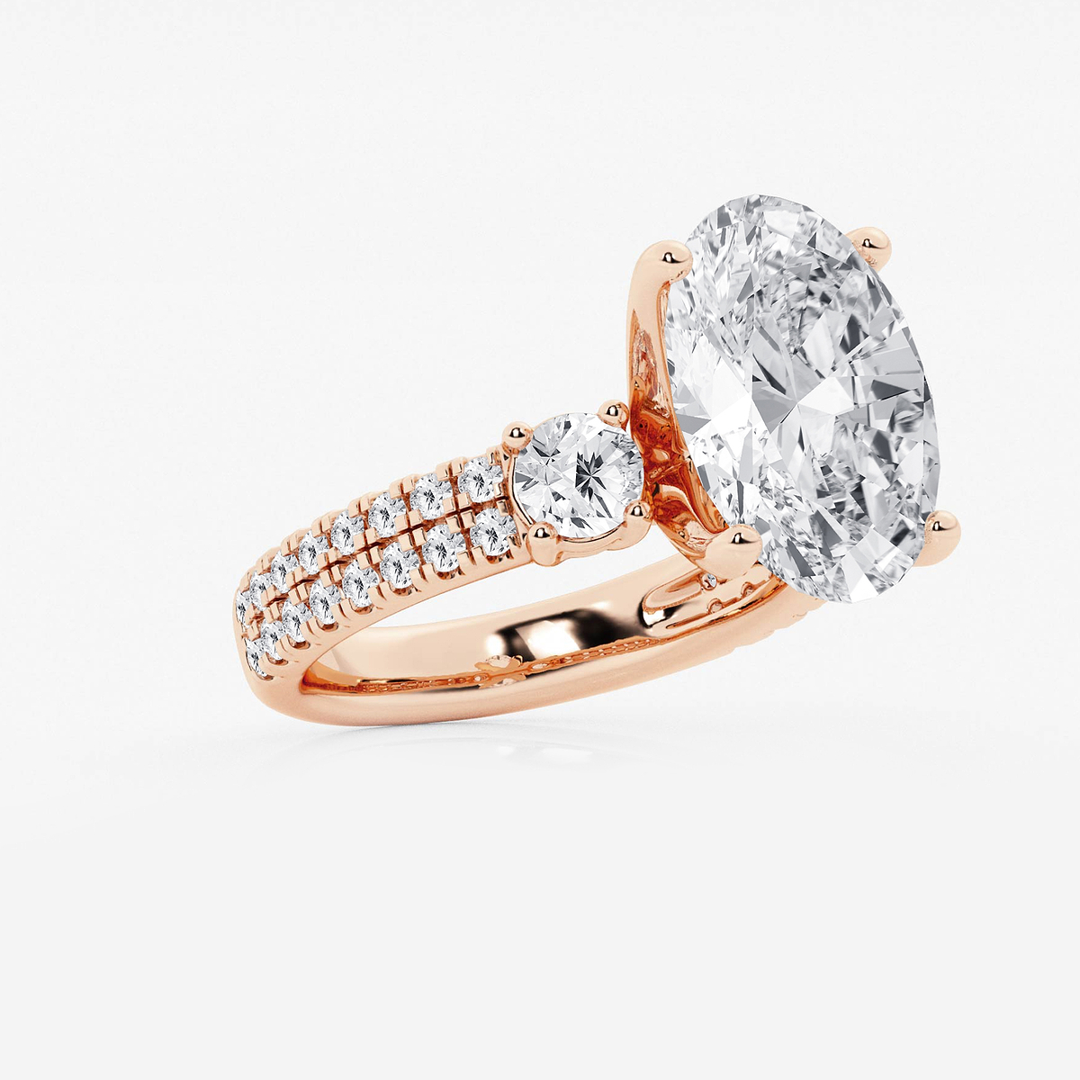 Additional Image 1 for  7 ctw Oval Lab Grown Diamond Engagement Ring with Double Row Side Accents