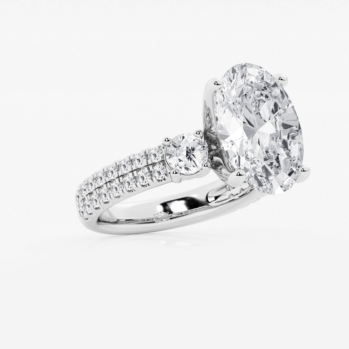 Additional Image 1 for  7 ctw Oval Lab Grown Diamond Engagement Ring with Double Row Side Accents