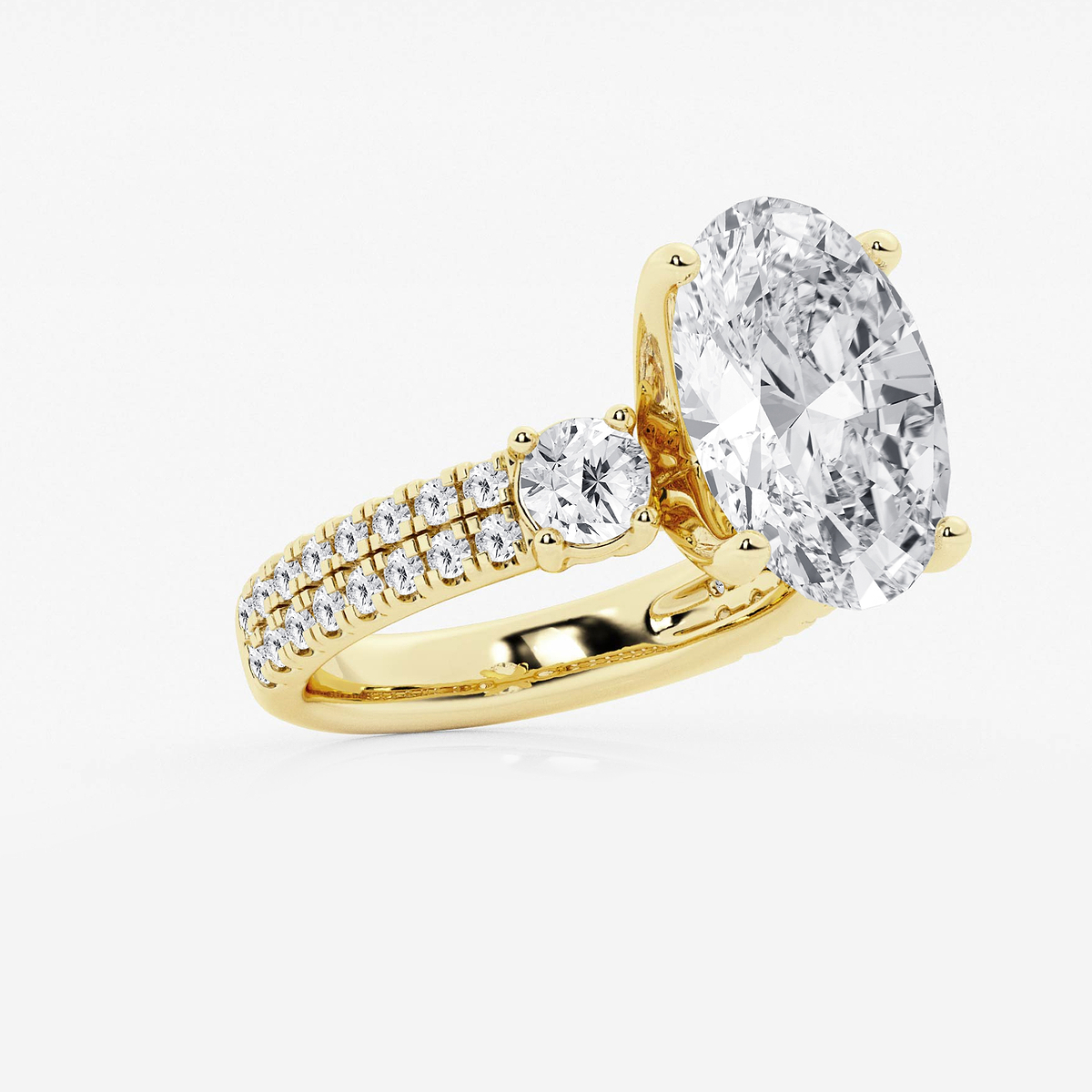 Additional Image 1 for  7 ctw Oval Lab Grown Diamond Engagement Ring with Double Row Side Accents