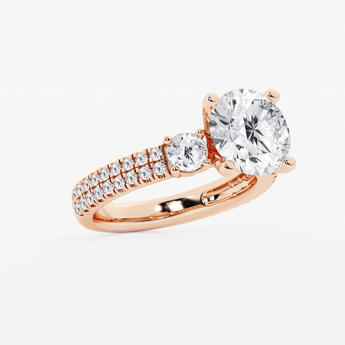 Additional Image 1 for  4 1/2 ctw Round Lab Grown Diamond Engagement Ring with Double Row Side Accents
