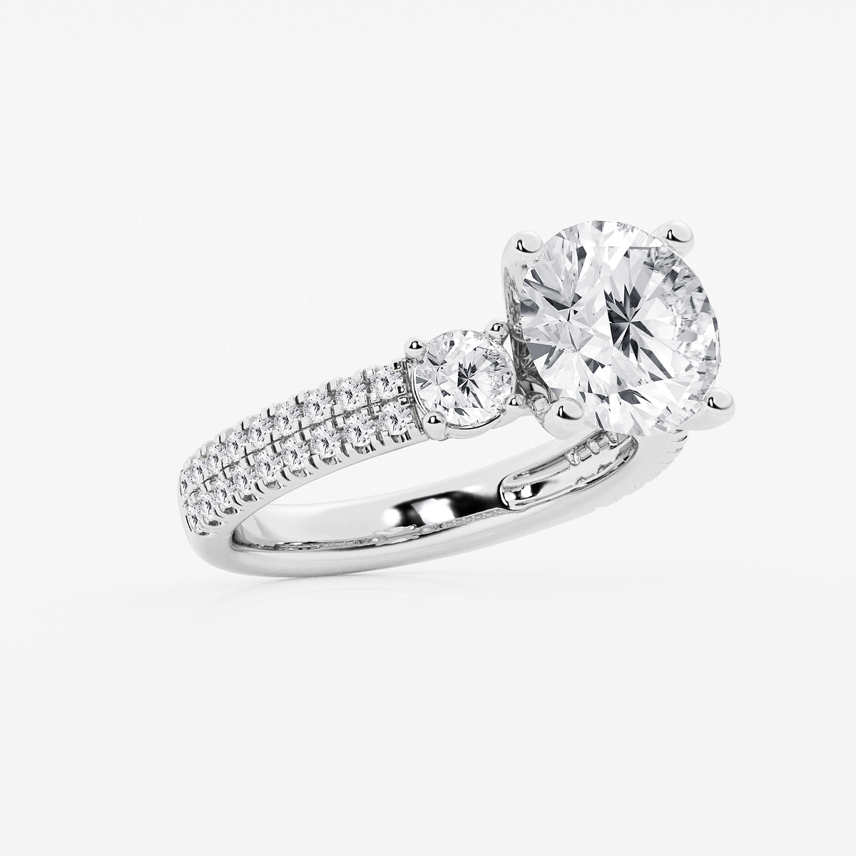 Additional Image 1 for  4 1/2 ctw Round Lab Grown Diamond Engagement Ring with Double Row Side Accents
