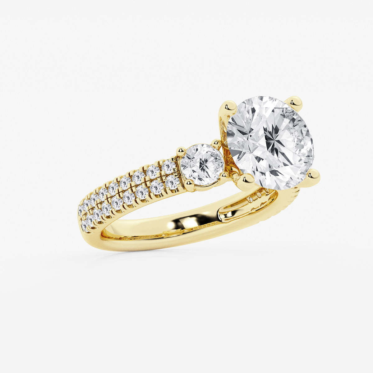 Additional Image 1 for  4 1/2 ctw Round Lab Grown Diamond Engagement Ring with Double Row Side Accents