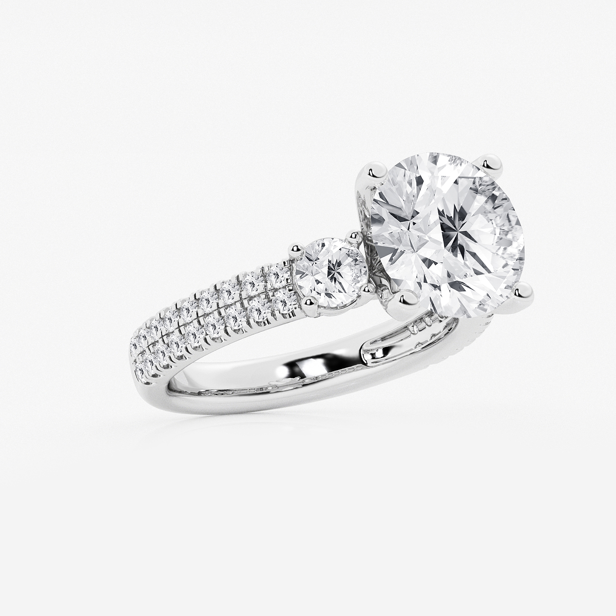 Additional Image 1 for  5 ctw Round Lab Grown Diamond Engagement Ring with Double Row Side Accents
