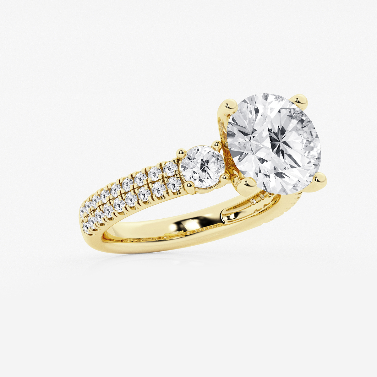 Additional Image 1 for  5 ctw Round Lab Grown Diamond Engagement Ring with Double Row Side Accents
