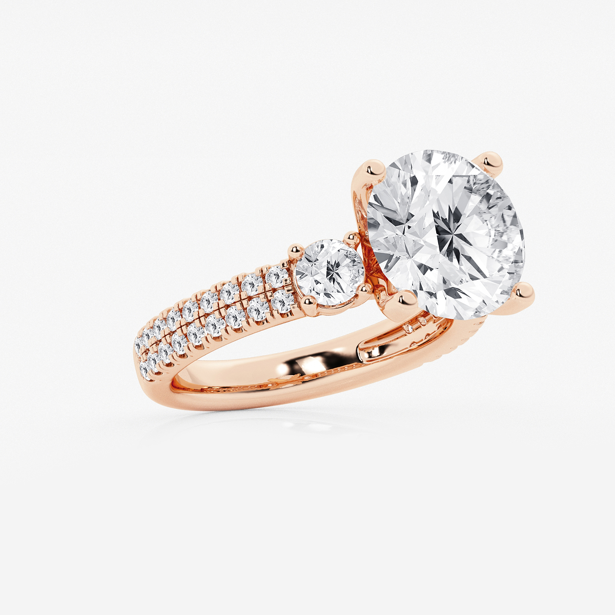 Additional Image 1 for  6 ctw Round Lab Grown Diamond Engagement Ring with Double Row Side Accents