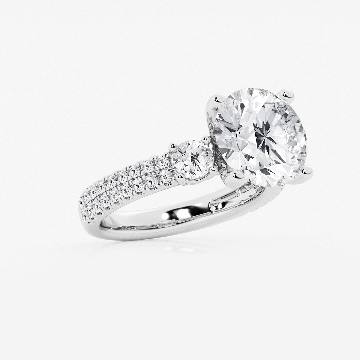 Additional Image 1 for  6 ctw Round Lab Grown Diamond Engagement Ring with Double Row Side Accents