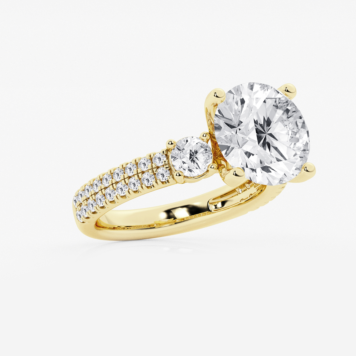 Additional Image 1 for  6 ctw Round Lab Grown Diamond Engagement Ring with Double Row Side Accents