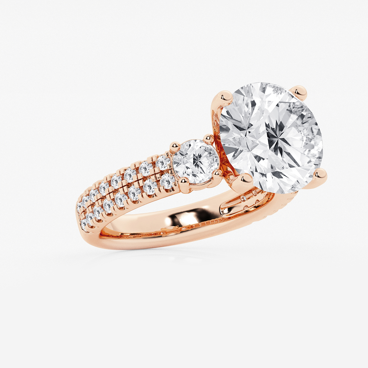 Additional Image 1 for  7 ctw Round Lab Grown Diamond Engagement Ring with Double Row Side Accents