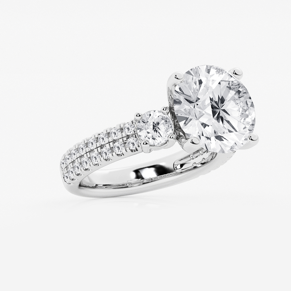 Additional Image 1 for  7 ctw Round Lab Grown Diamond Engagement Ring with Double Row Side Accents