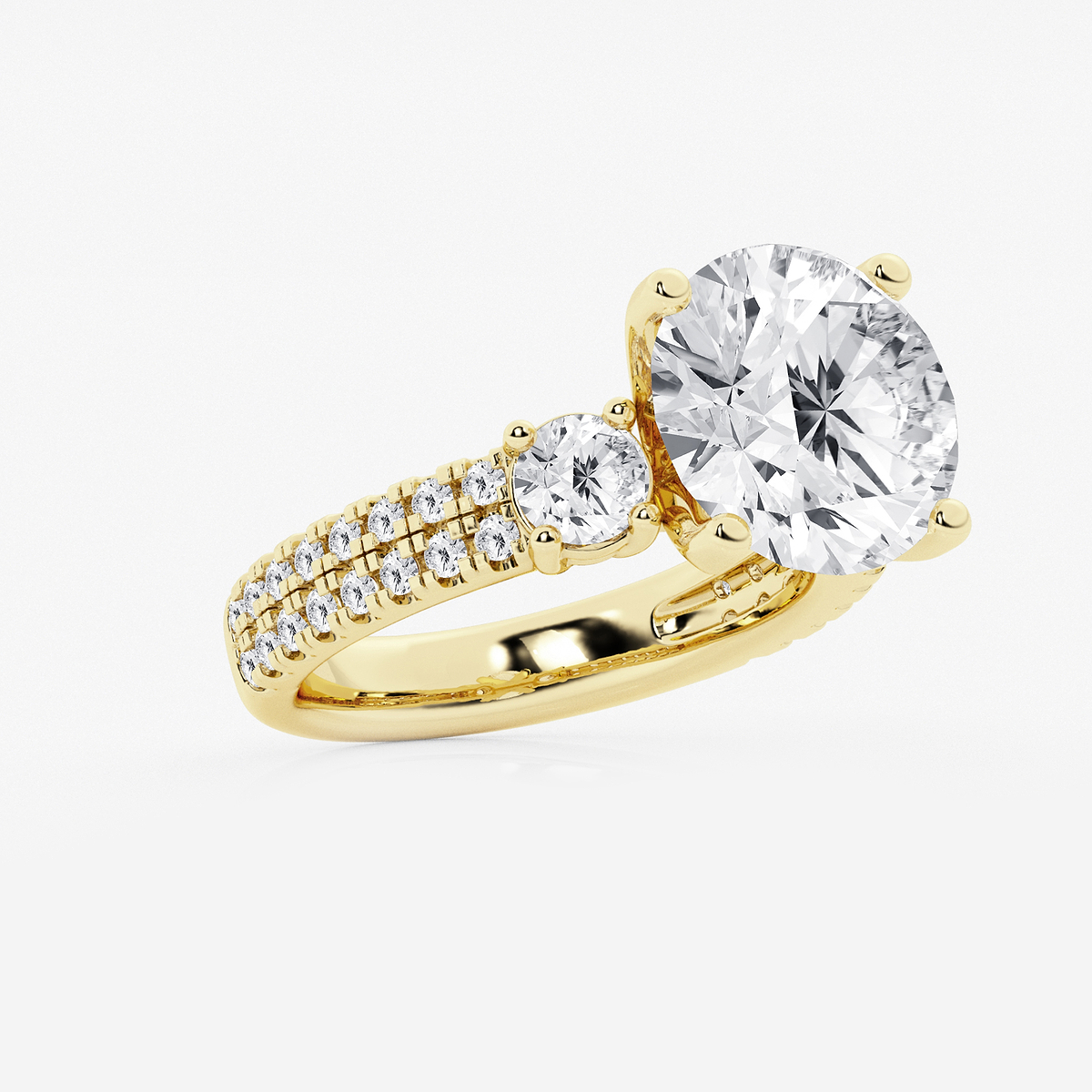 Additional Image 1 for  7 ctw Round Lab Grown Diamond Engagement Ring with Double Row Side Accents