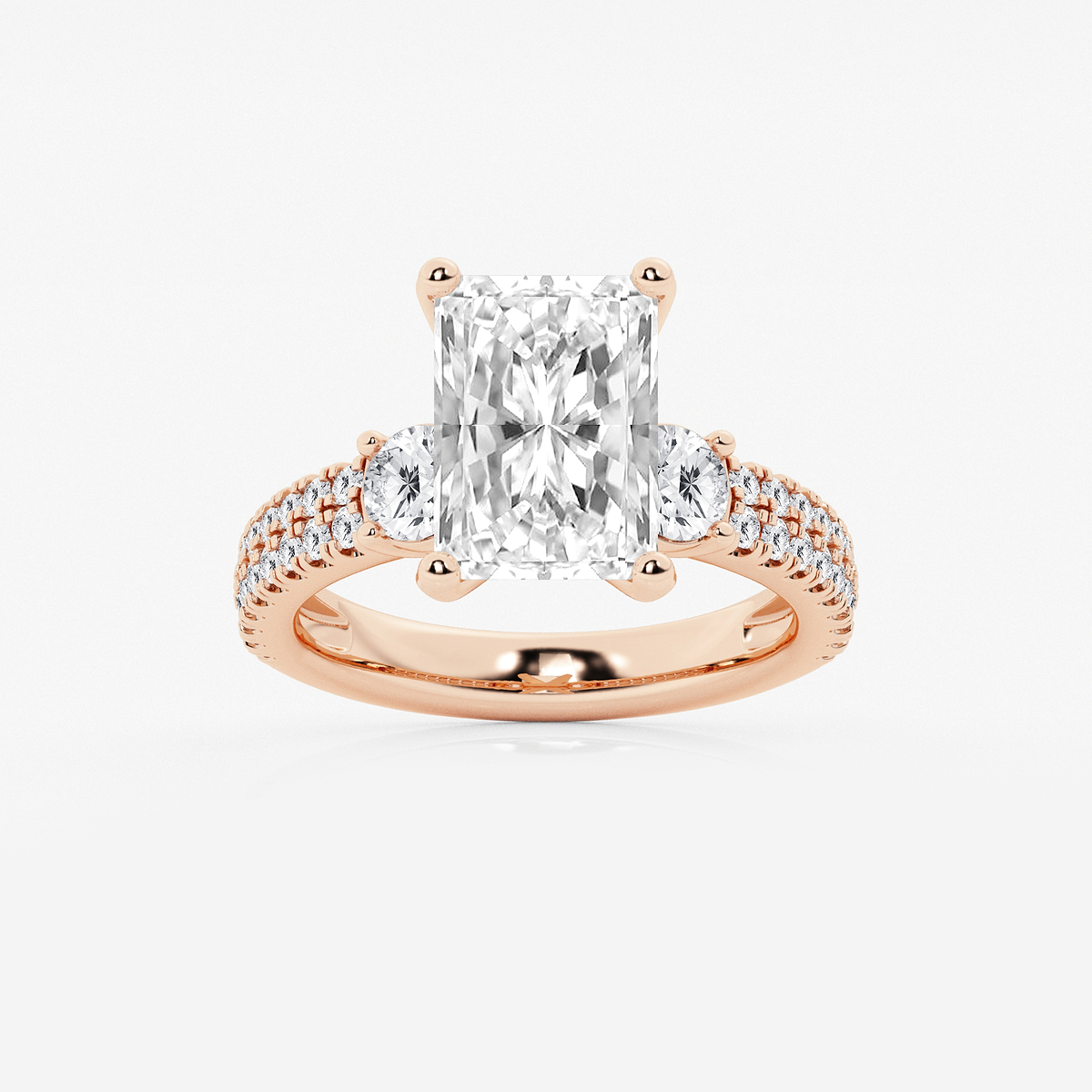 4 1/2 ctw Radiant Lab Grown Diamond Engagement Ring with Double Row Side Accents