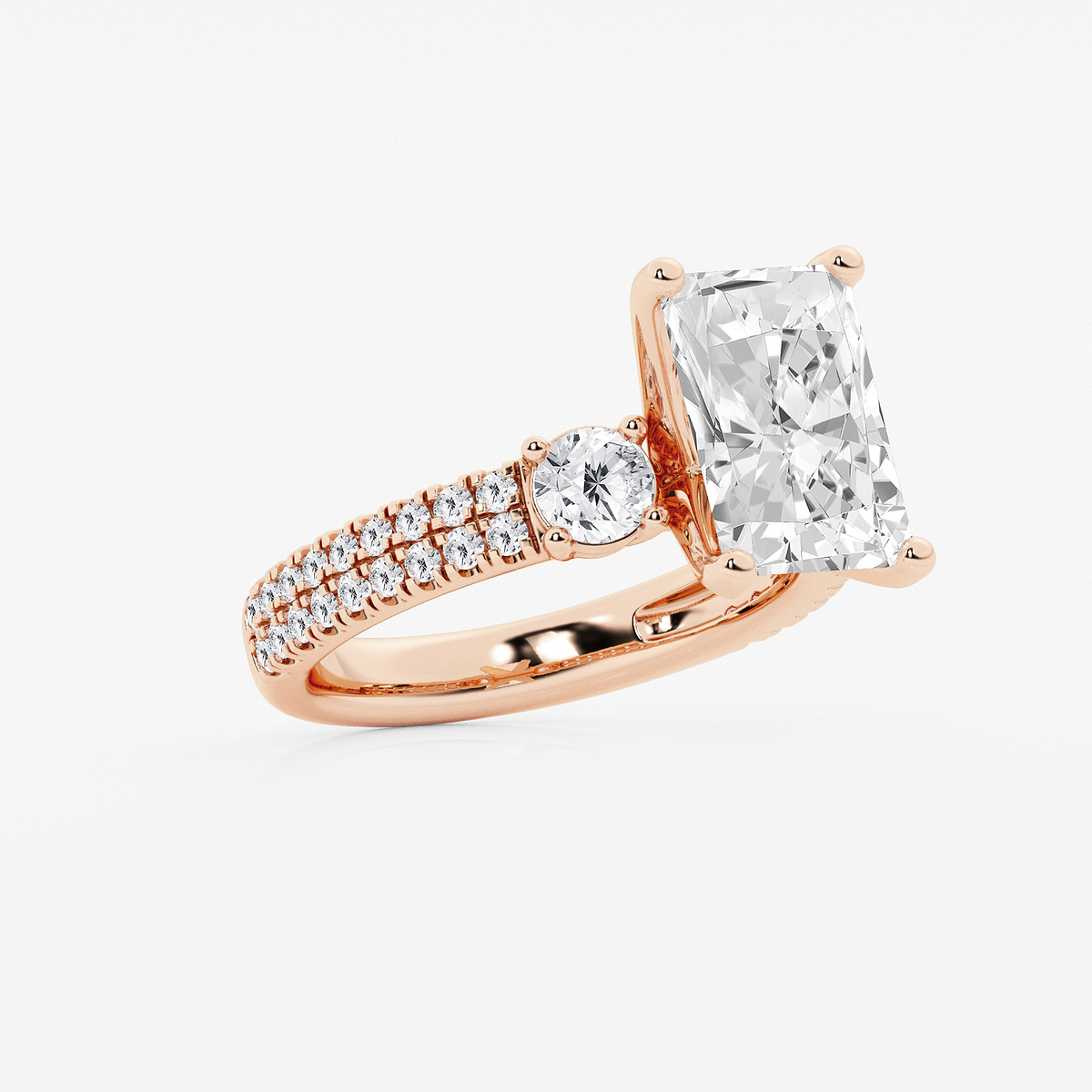 Additional Image 1 for  4 1/2 ctw Radiant Lab Grown Diamond Engagement Ring with Double Row Side Accents