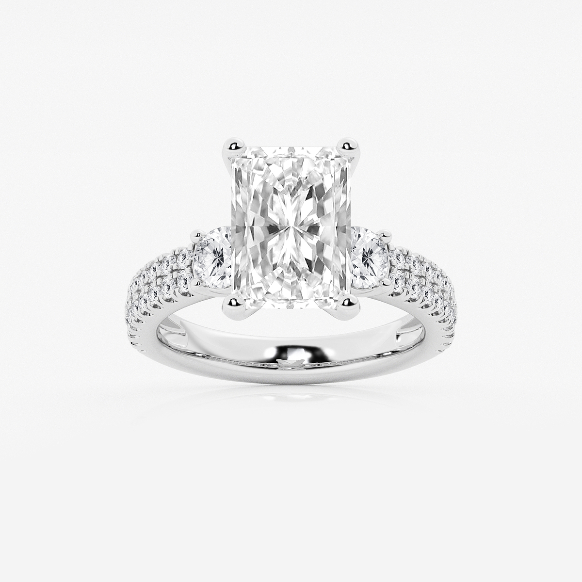 4 1/2 ctw Radiant Lab Grown Diamond Engagement Ring with Double Row Side Accents