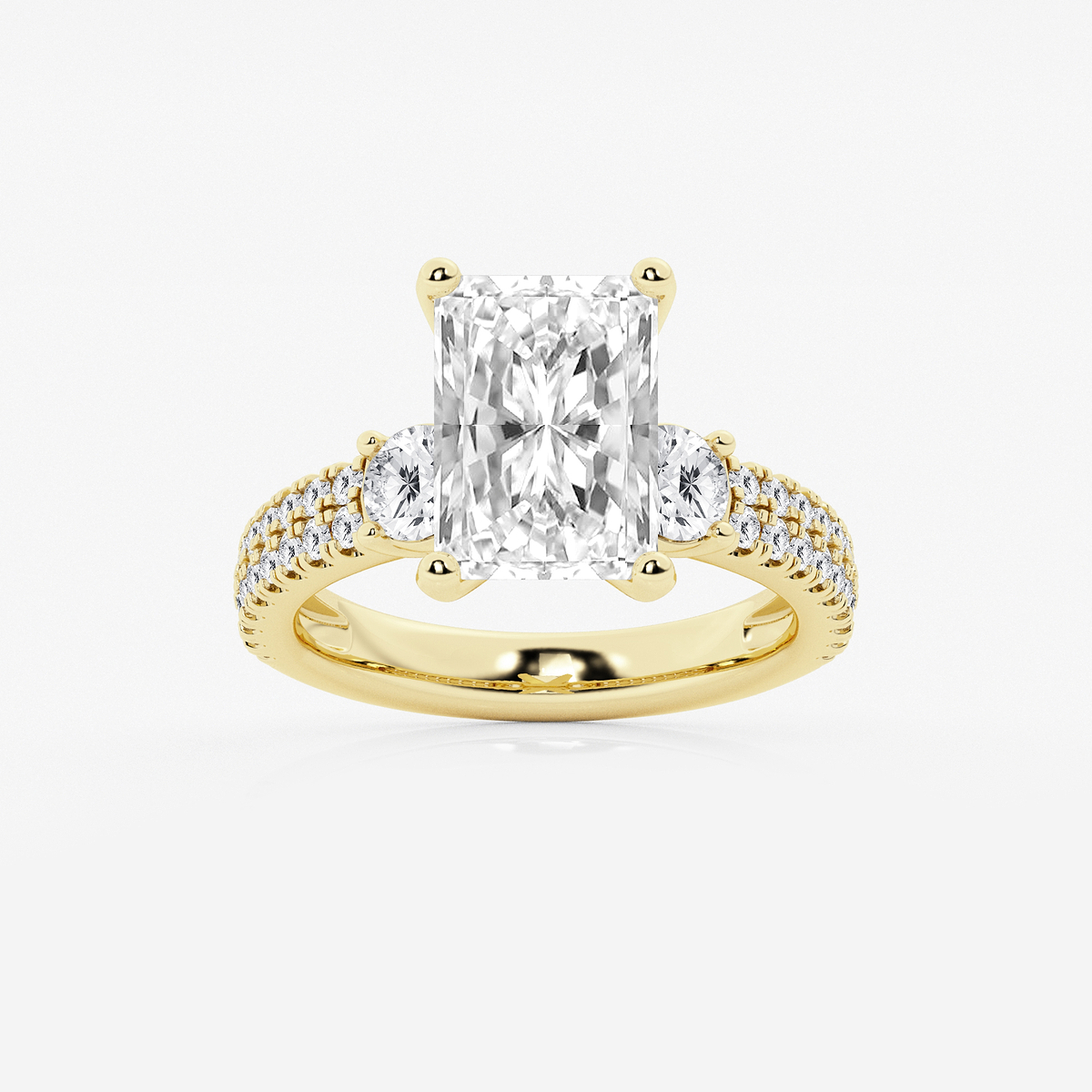 4 1/2 ctw Radiant Lab Grown Diamond Engagement Ring with Double Row Side Accents