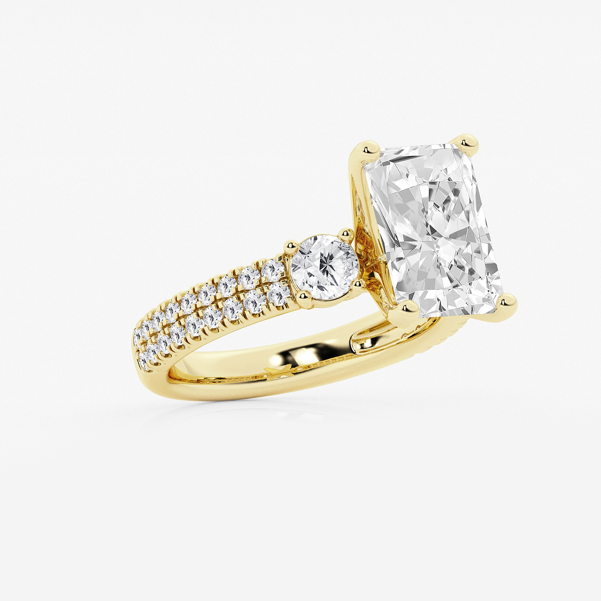 Additional Image 1 for  5 ctw Radiant Lab Grown Diamond Engagement Ring with Double Row Side Accents