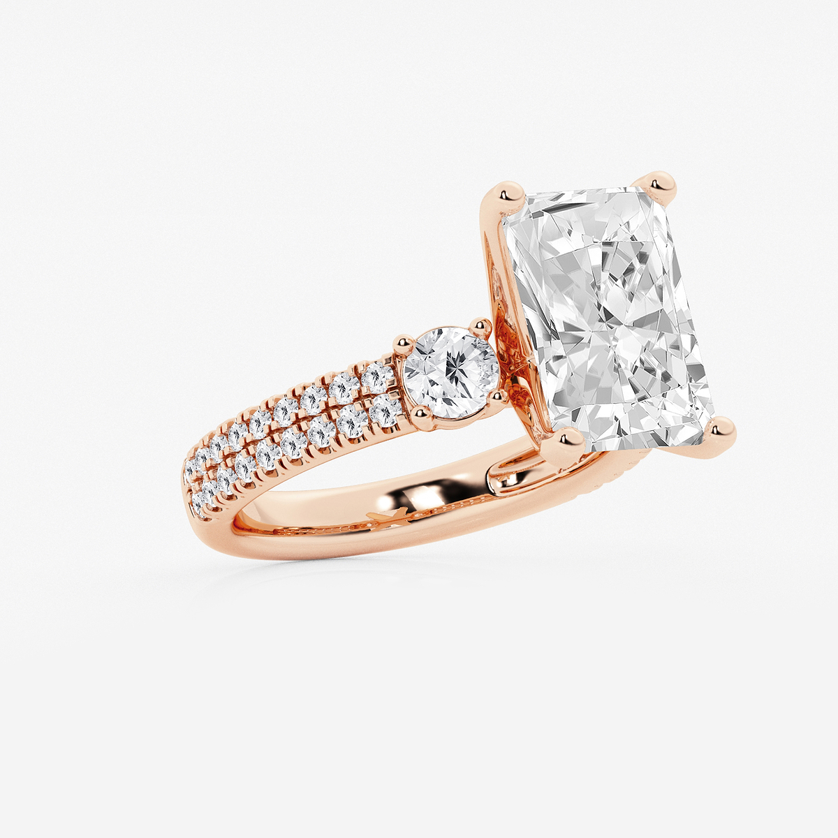 Additional Image 1 for  6 ctw Radiant Lab Grown Diamond Engagement Ring with Double Row Side Accents