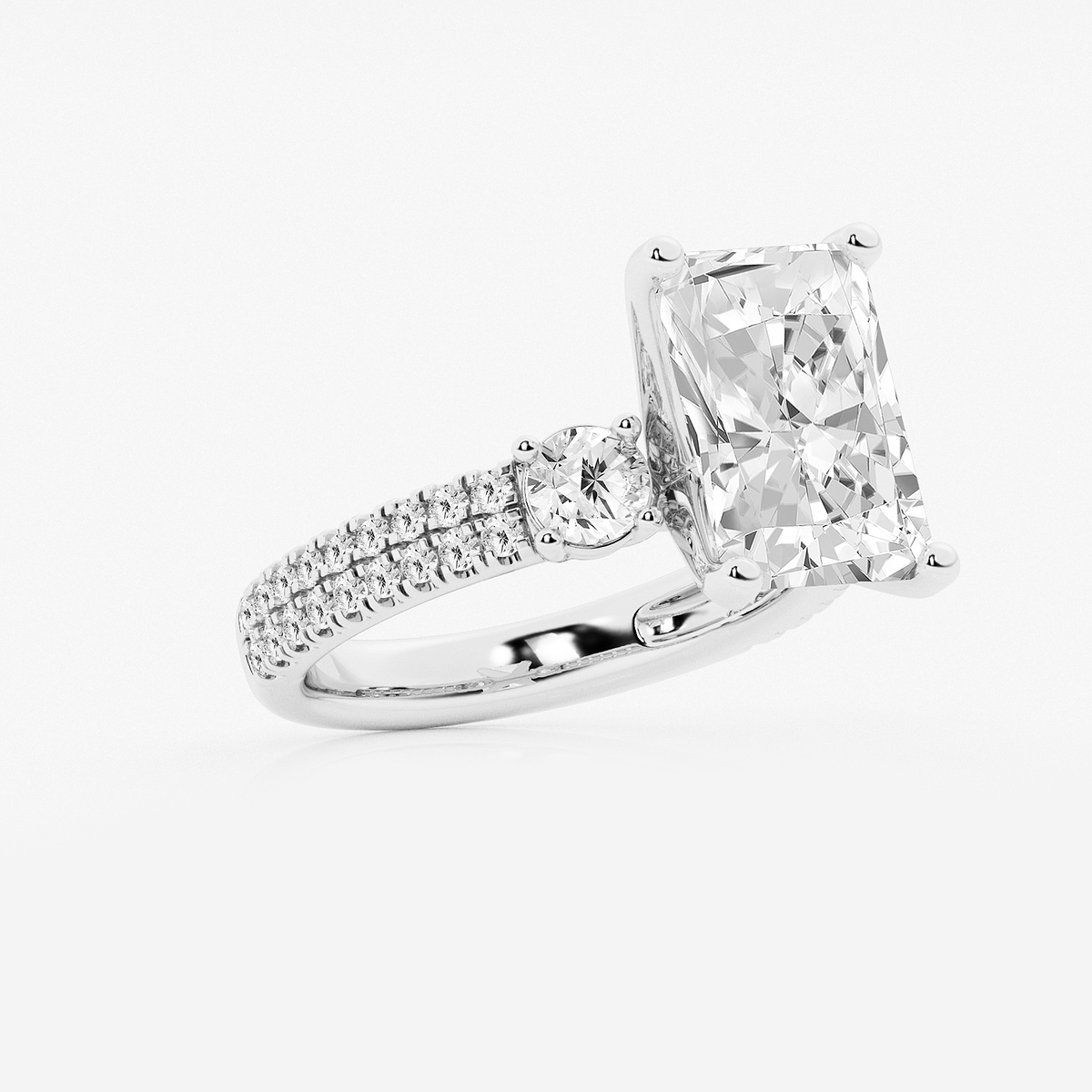Additional Image 1 for  6 ctw Radiant Lab Grown Diamond Engagement Ring with Double Row Side Accents