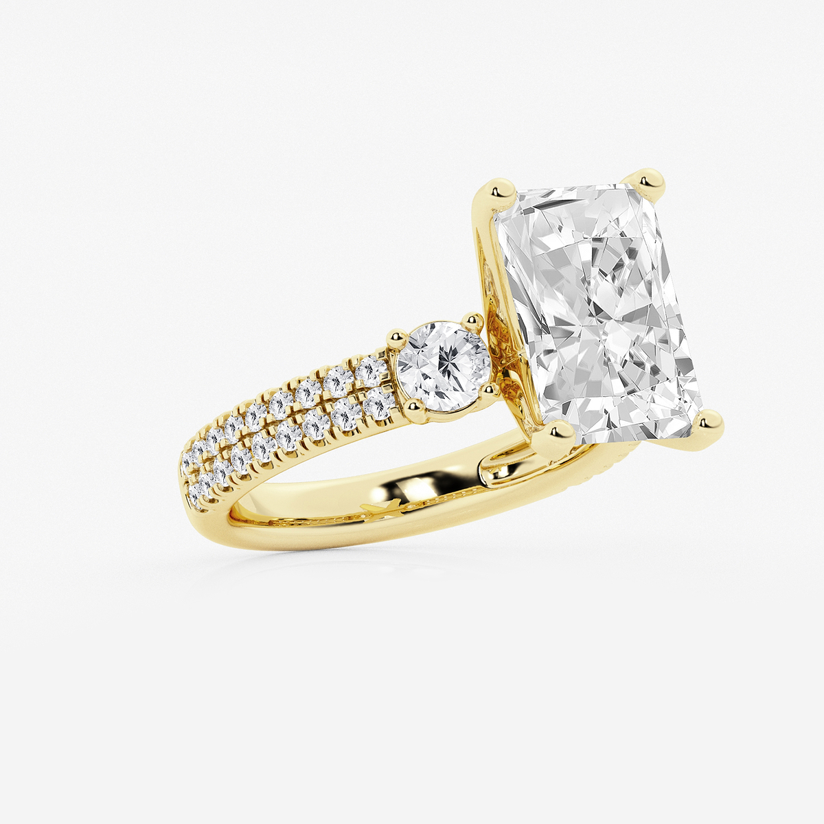Additional Image 1 for  6 ctw Radiant Lab Grown Diamond Engagement Ring with Double Row Side Accents
