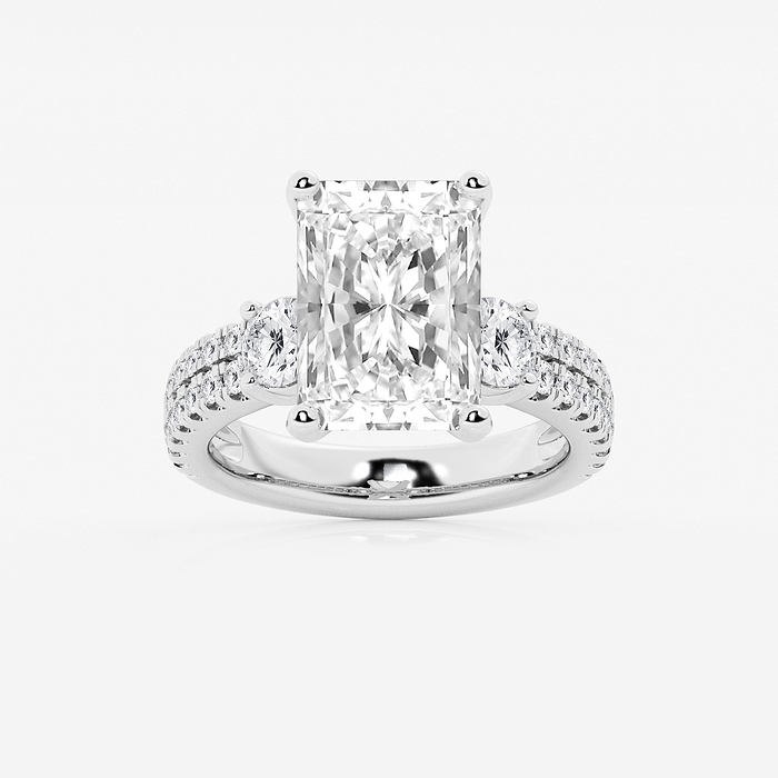 Marbella - 7 ctw Radiant Lab Grown Diamond Engagement Ring with Double Row Side Accents