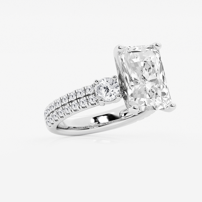 Marbella - 7 ctw Radiant Lab Grown Diamond Engagement Ring with Double Row Side Accents