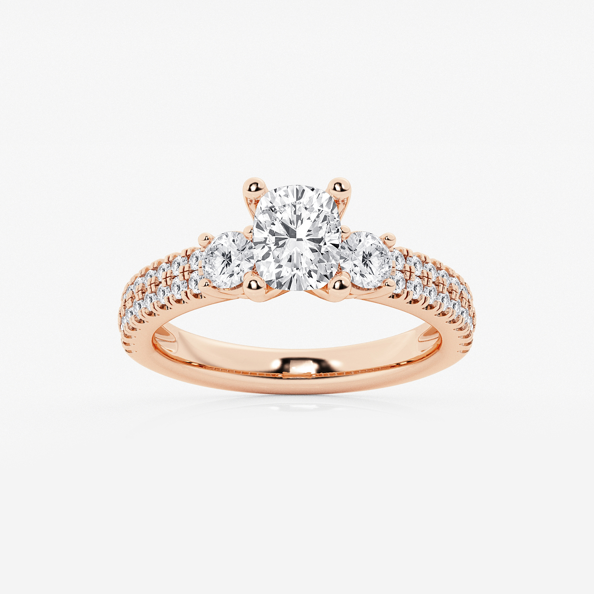 1 3/4 ctw Elongated Cushion Lab Grown Diamond Engagement Ring with Double Row Side Accents