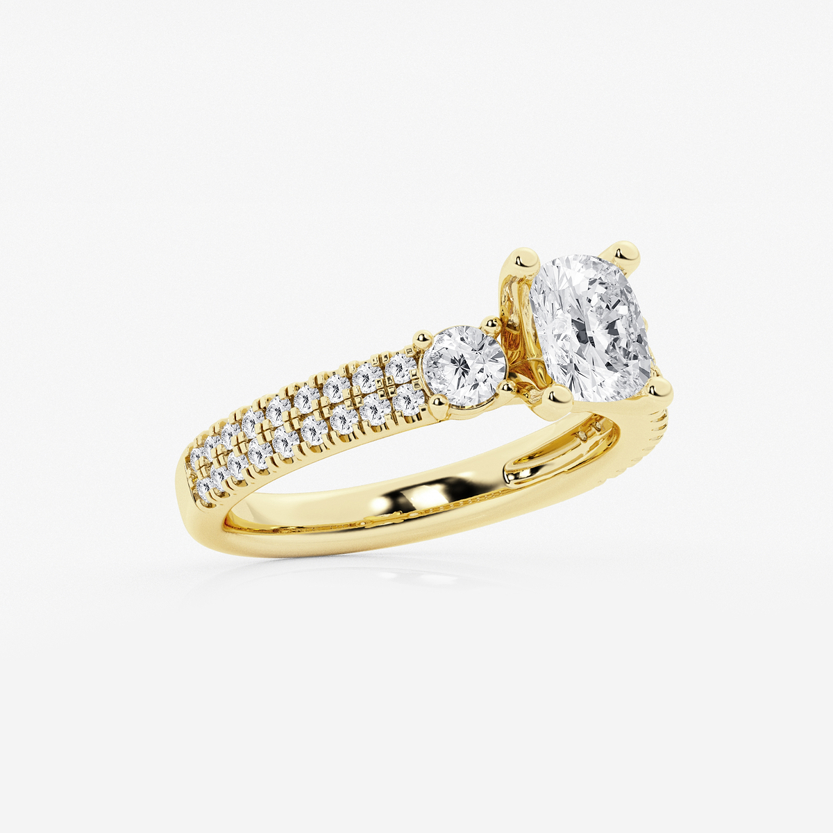 Additional Image 1 for  1 3/4 ctw Elongated Cushion Lab Grown Diamond Engagement Ring with Double Row Side Accents