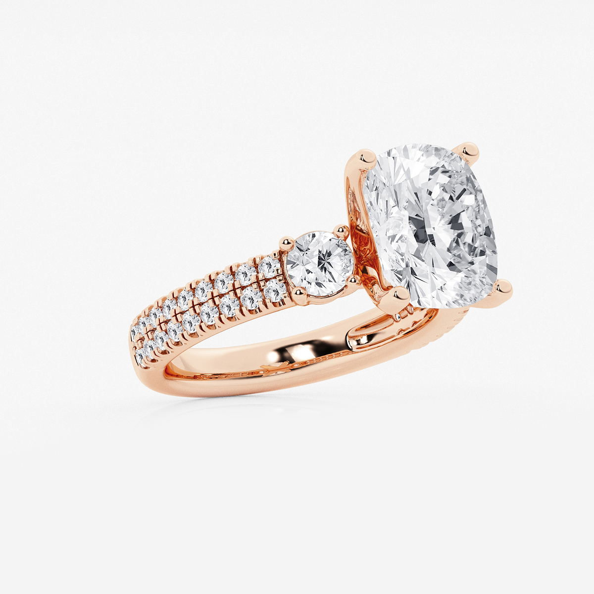 Additional Image 1 for  5 ctw Elongated Cushion Lab Grown Diamond Engagement Ring with Double Row Side Accents