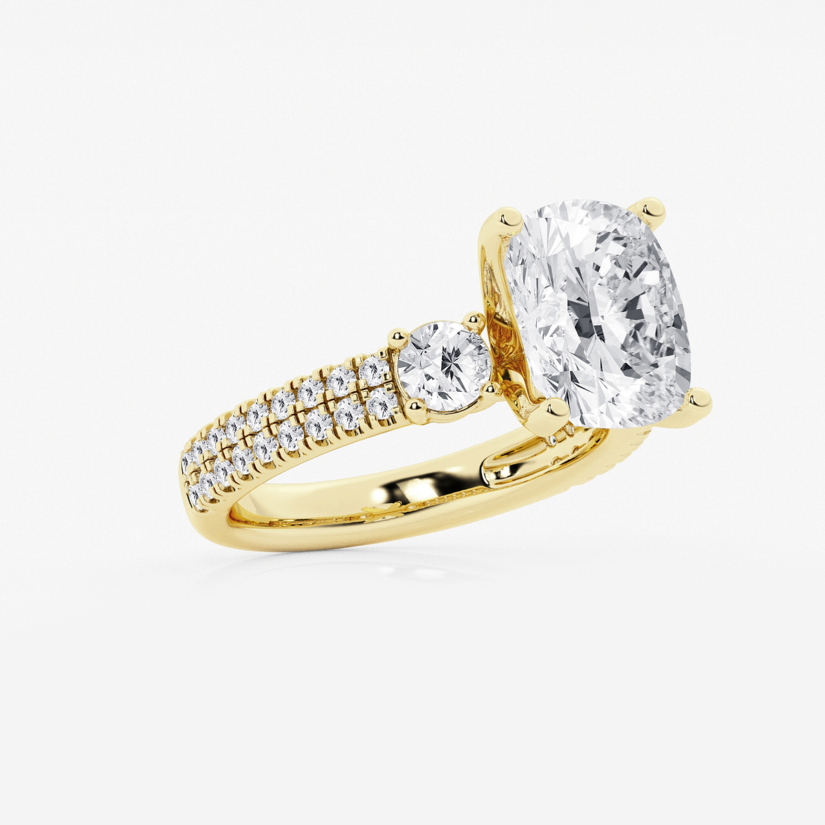 Additional Image 1 for  5 ctw Elongated Cushion Lab Grown Diamond Engagement Ring with Double Row Side Accents