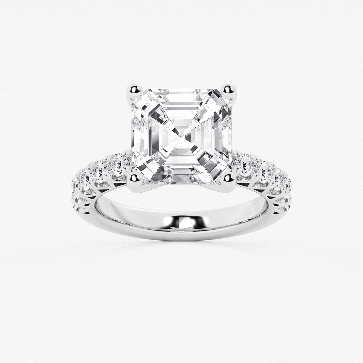 6 2/3 ctw Asscher Lab Grown Diamond Royal Crown Engagement Ring