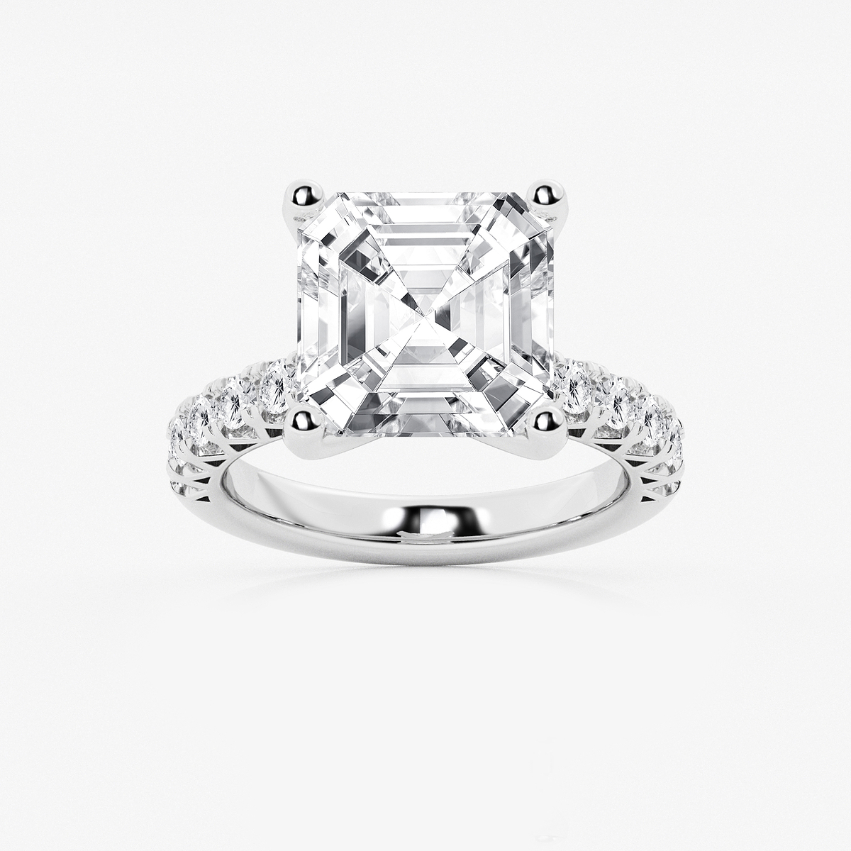 8 2/3 ctw Asscher Lab Grown Diamond Royal Crown Engagement Ring