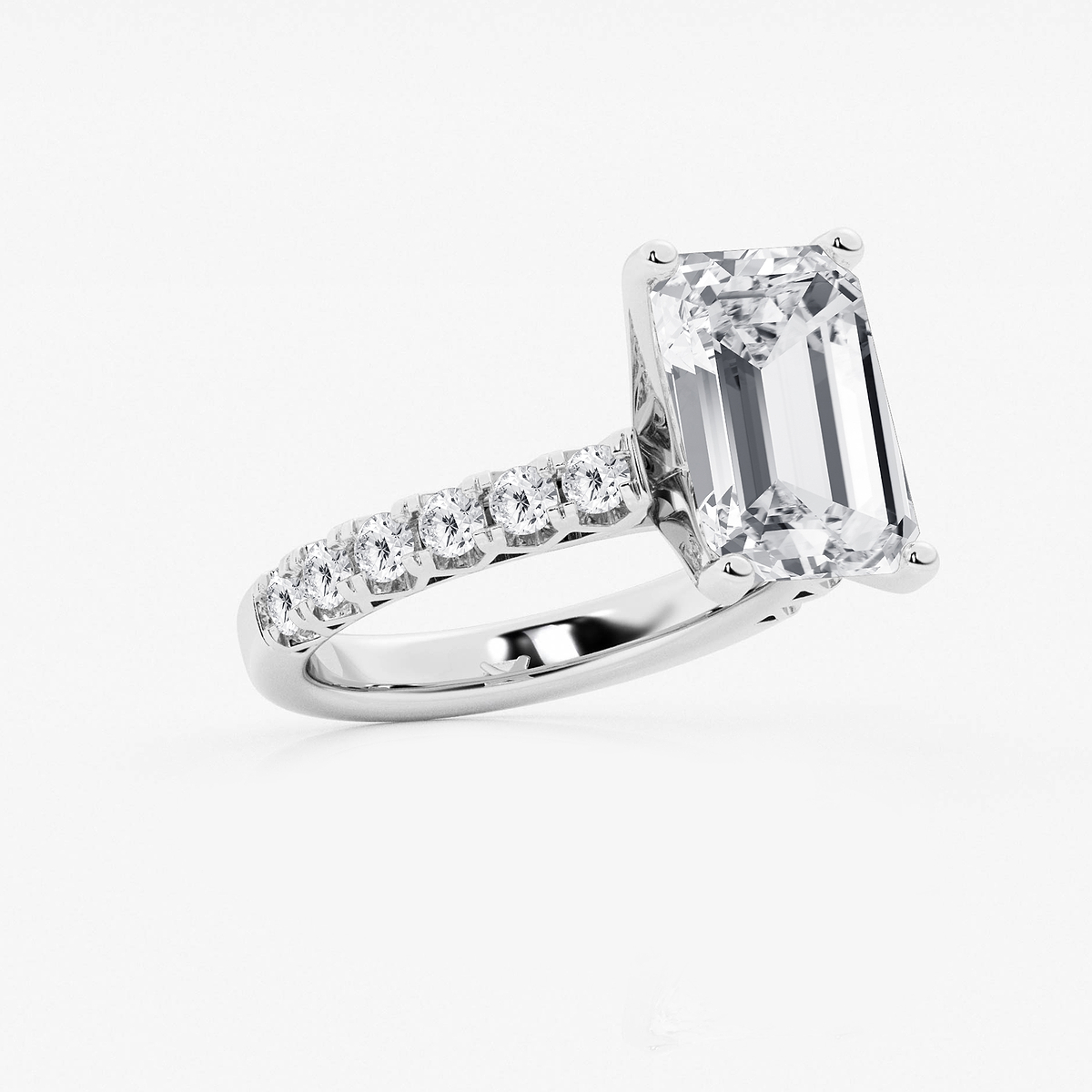 Additional Image 1 for  6 2/3 ctw Emerald Lab Grown Diamond Royal Crown Engagement Ring