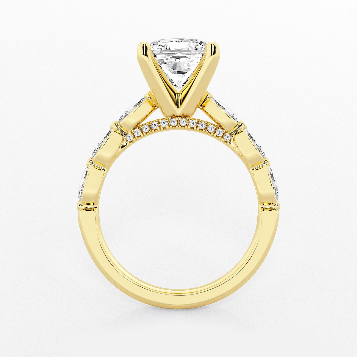 Additional Image 1 for  2 1/2 ctw Cushion Lab Grown Diamond Engagement Ring with Floating Marquise Side Accents