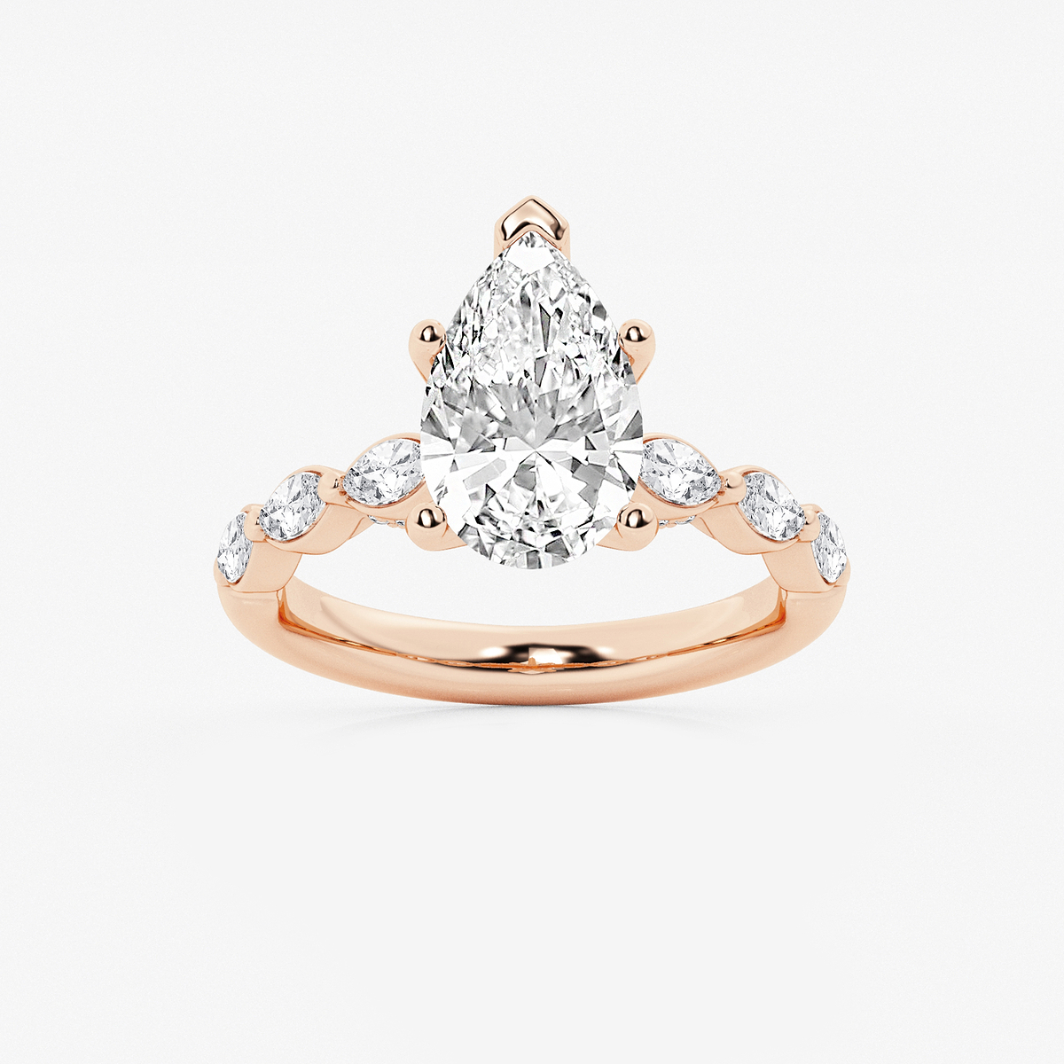 2 1/2 ctw Pear Lab Grown Diamond Engagement Ring with Floating Marquise Side Accents